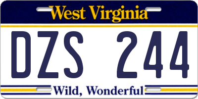 WV license plate DZS244