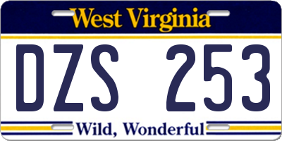 WV license plate DZS253
