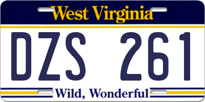 WV license plate DZS261