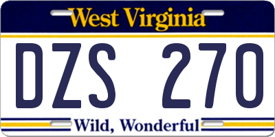 WV license plate DZS270