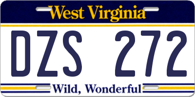WV license plate DZS272