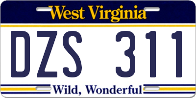 WV license plate DZS311