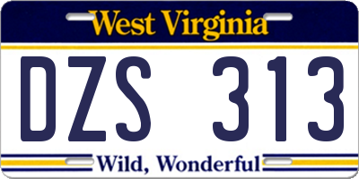 WV license plate DZS313