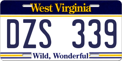 WV license plate DZS339