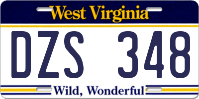 WV license plate DZS348