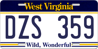 WV license plate DZS359