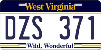 WV license plate DZS371