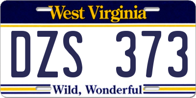 WV license plate DZS373