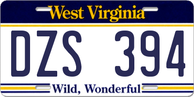 WV license plate DZS394