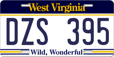 WV license plate DZS395