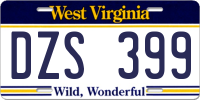 WV license plate DZS399