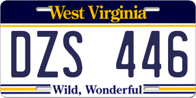WV license plate DZS446
