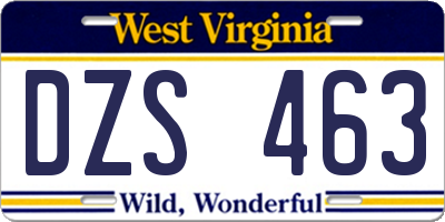 WV license plate DZS463