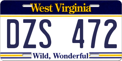 WV license plate DZS472