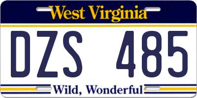 WV license plate DZS485