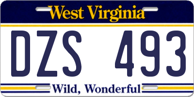 WV license plate DZS493