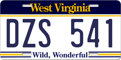 WV license plate DZS541