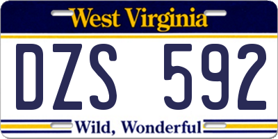 WV license plate DZS592