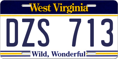 WV license plate DZS713