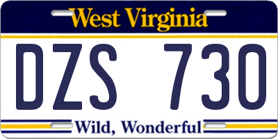 WV license plate DZS730