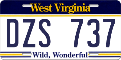 WV license plate DZS737