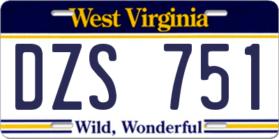 WV license plate DZS751