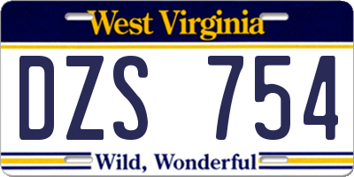 WV license plate DZS754