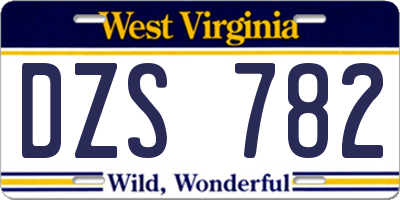 WV license plate DZS782