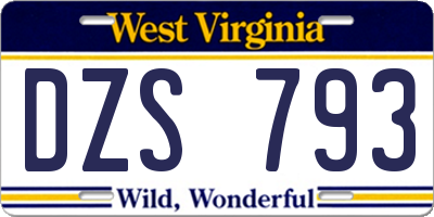 WV license plate DZS793