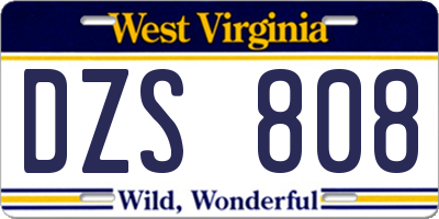 WV license plate DZS808