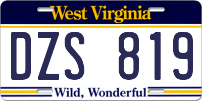 WV license plate DZS819