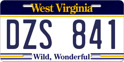 WV license plate DZS841