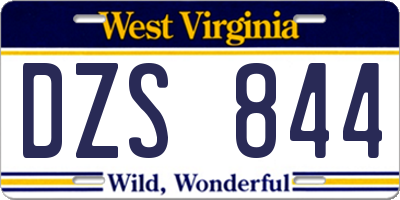 WV license plate DZS844