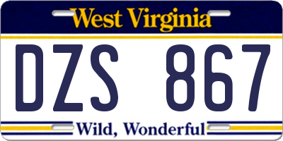 WV license plate DZS867