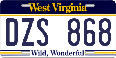 WV license plate DZS868