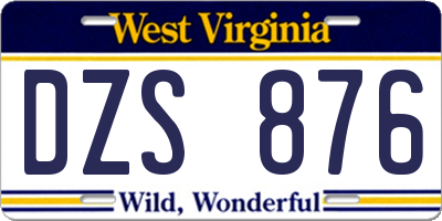 WV license plate DZS876