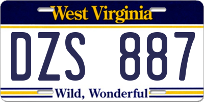 WV license plate DZS887