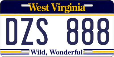 WV license plate DZS888