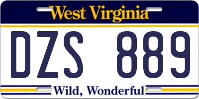 WV license plate DZS889