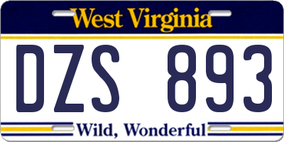 WV license plate DZS893