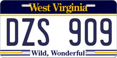WV license plate DZS909