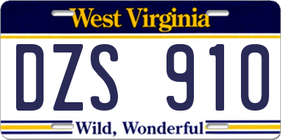 WV license plate DZS910