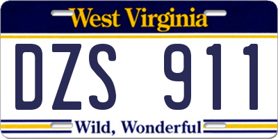 WV license plate DZS911