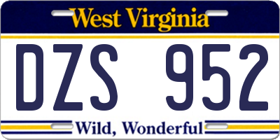 WV license plate DZS952