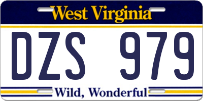 WV license plate DZS979