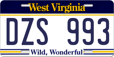 WV license plate DZS993