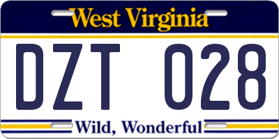 WV license plate DZT028