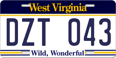 WV license plate DZT043