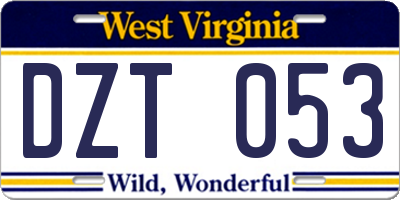 WV license plate DZT053