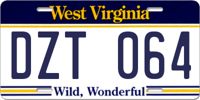 WV license plate DZT064